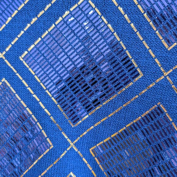 Vintage St. John Couture Blue Knit Dress Large  Long Sleeves sequins - Picture 5 of 5